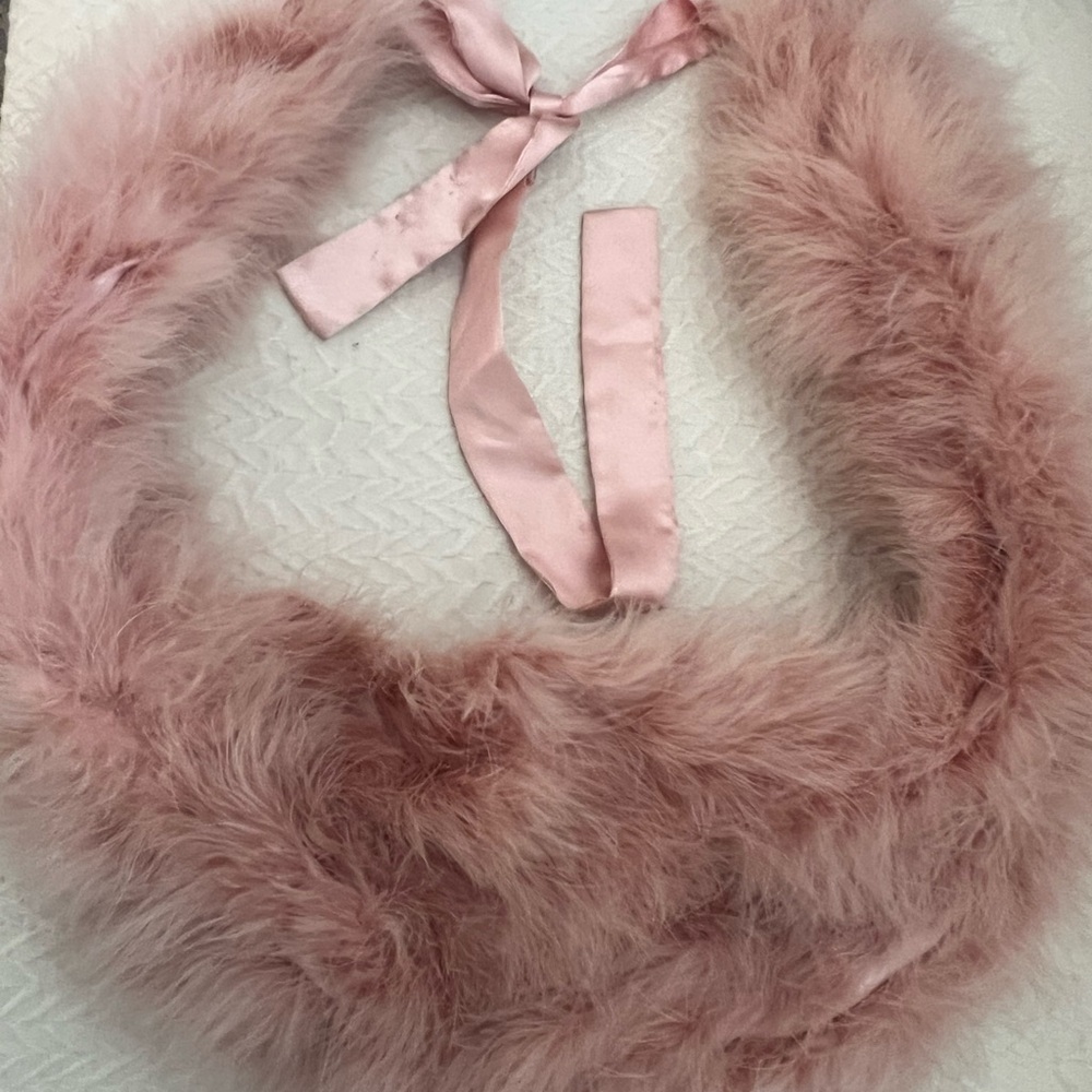 Promod Blush Pink Feather Fur Scarf